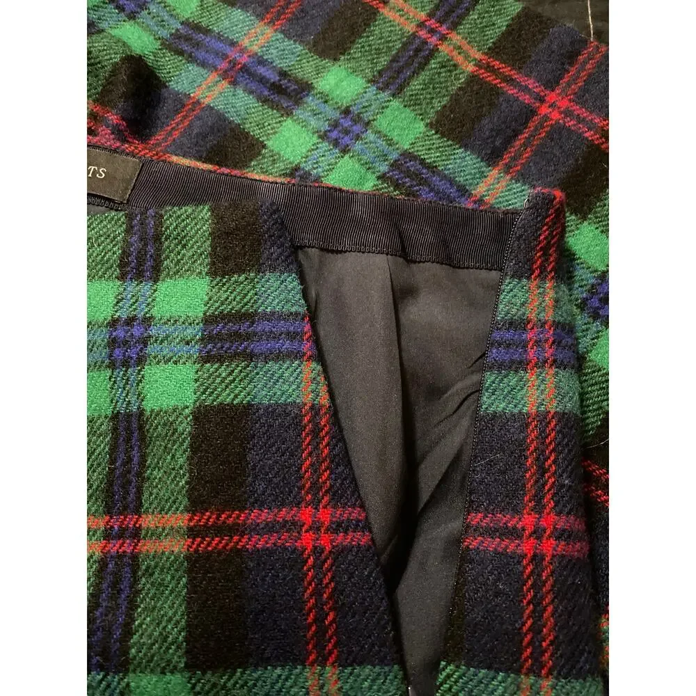 Talbots Wool Blend Tartan Plaid Skirt Side Button A-Line Prep Academy Size 10